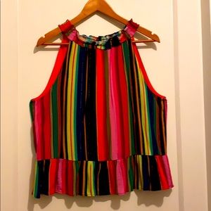 Anthropologie Farm Rio striped tank with ruffles